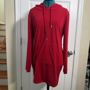 Red Long Sleeve Hoody Dress